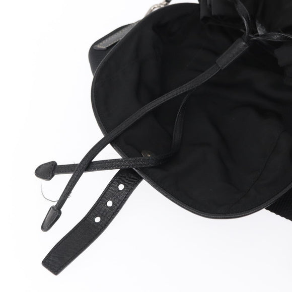 PRADA Shoulder Bag Nylon Black Silver Auth 168377