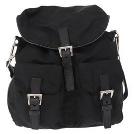 PRADA Shoulder Bag Nylon Black Silver Auth 168377 - 0