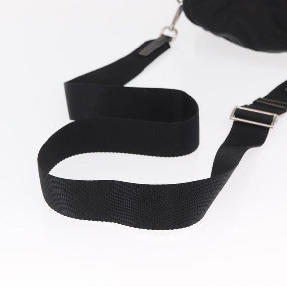 PRADA Shoulder Bag Nylon Black Silver Auth 168377