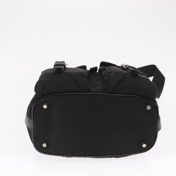 PRADA Shoulder Bag Nylon Black Silver Auth 168377