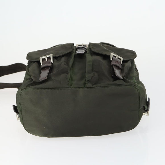 PRADA Backpack Nylon Khaki Silver Auth 168379