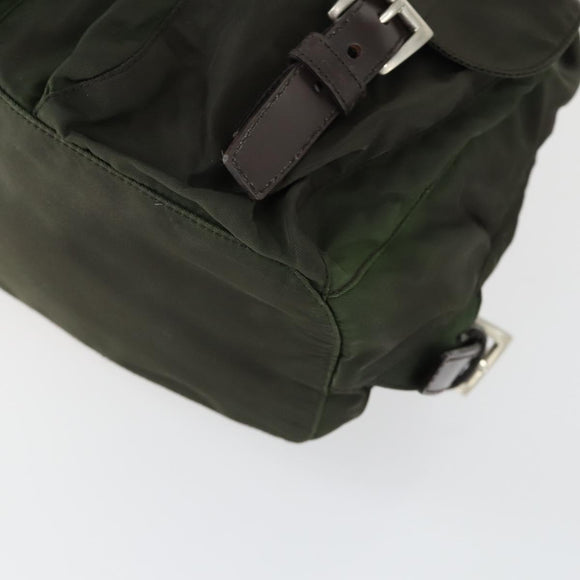 PRADA Backpack Nylon Khaki Silver Auth 168379