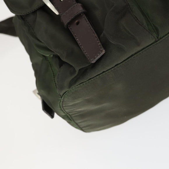 PRADA Backpack Nylon Khaki Silver Auth 168379