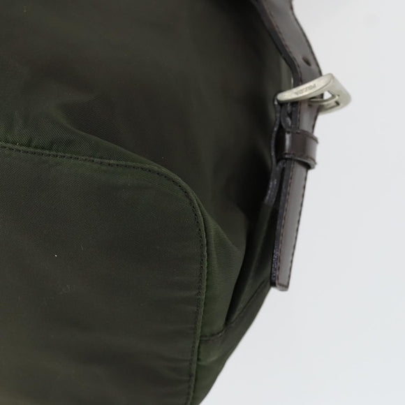 PRADA Backpack Nylon Khaki Silver Auth 168379