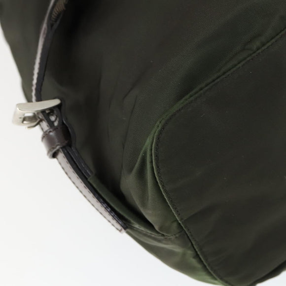 PRADA Backpack Nylon Khaki Silver Auth 168379