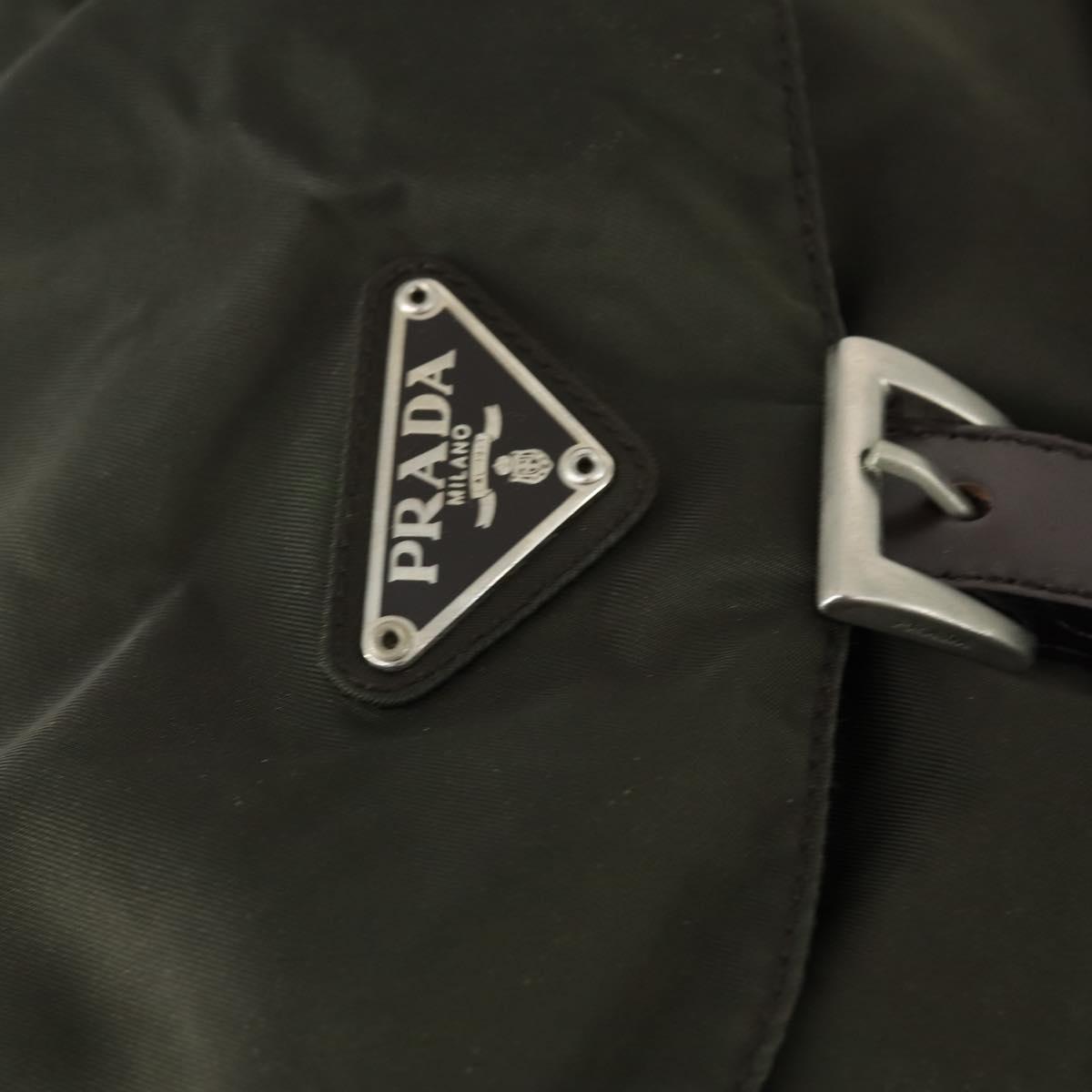 PRADA Backpack Nylon Khaki Silver Auth 168379 PRADA Backpack Nylon Khaki Silver Auth 168379 | Brand Street  main image 4
