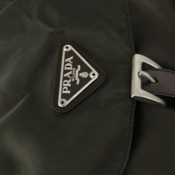 PRADA Backpack Nylon Khaki Silver Auth 168379