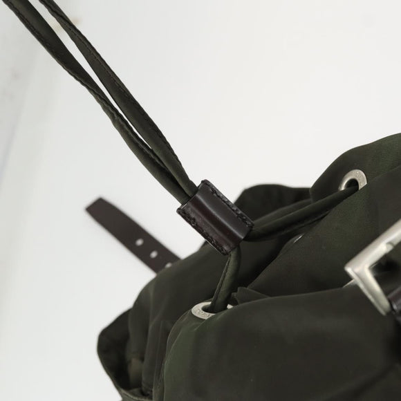 PRADA Backpack Nylon Khaki Silver Auth 168379