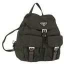 PRADA Backpack Nylon Khaki Silver Auth 168379-1