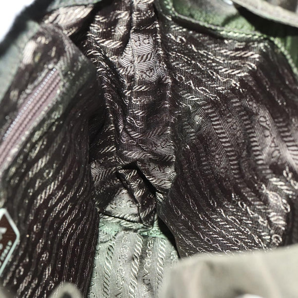 PRADA Backpack Nylon Khaki Silver Auth 168379