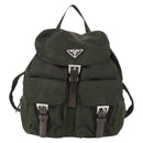 PRADA Backpack Nylon Khaki Silver Auth 168379-13