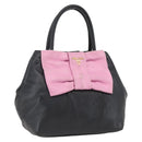 PRADA Hand Bag Leather Black Gold Auth 168382-1