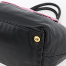 PRADA Hand Bag Leather Black Gold Auth 168382-9