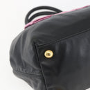 PRADA Hand Bag Leather Black Gold Auth 168382-14