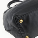 PRADA Hand Bag Leather Black Gold Auth 168382-16