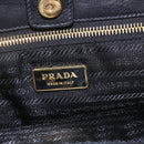 PRADA Hand Bag Leather Black Gold Auth 168382-10