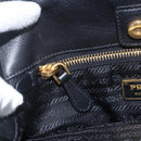 PRADA Hand Bag Leather Black Gold Auth 168382-17