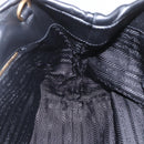 PRADA Hand Bag Leather Black Gold Auth 168382-18