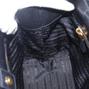 PRADA Hand Bag Leather Black Gold Auth 168382-19
