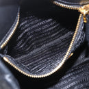 PRADA Hand Bag Leather Black Gold Auth 168382-20