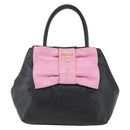 PRADA Hand Bag Leather Black Gold Auth 168382-13