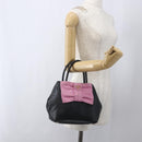 PRADA Hand Bag Leather Black Gold Auth 168382-22
