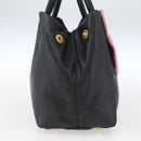 PRADA Hand Bag Leather Black Gold Auth 168382-3