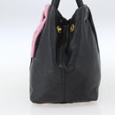 PRADA Hand Bag Leather Black Gold Auth 168382-4