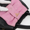 PRADA Hand Bag Leather Black Gold Auth 168382-6