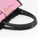 PRADA Hand Bag Leather Black Gold Auth 168382-7