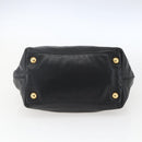 PRADA Hand Bag Leather Black Gold Auth 168382-5