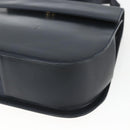 Salvatore Ferragamo Gancini Chain Shoulder Bag Leather Navy Gold Auth 168385-9