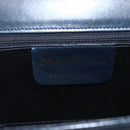 Salvatore Ferragamo Gancini Chain Shoulder Bag Leather Navy Gold Auth 168385-12