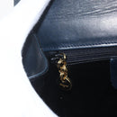 Salvatore Ferragamo Gancini Chain Shoulder Bag Leather Navy Gold Auth 168385-17