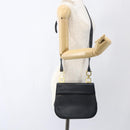 Salvatore Ferragamo Gancini Chain Shoulder Bag Leather Navy Gold Auth 168385-21