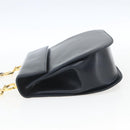 Salvatore Ferragamo Gancini Chain Shoulder Bag Leather Navy Gold Auth 168385-3
