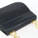 Salvatore Ferragamo Gancini Chain Shoulder Bag Leather Navy Gold Auth 168385-6