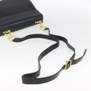 Salvatore Ferragamo Gancini Chain Shoulder Bag Leather Navy Gold Auth 168385-7
