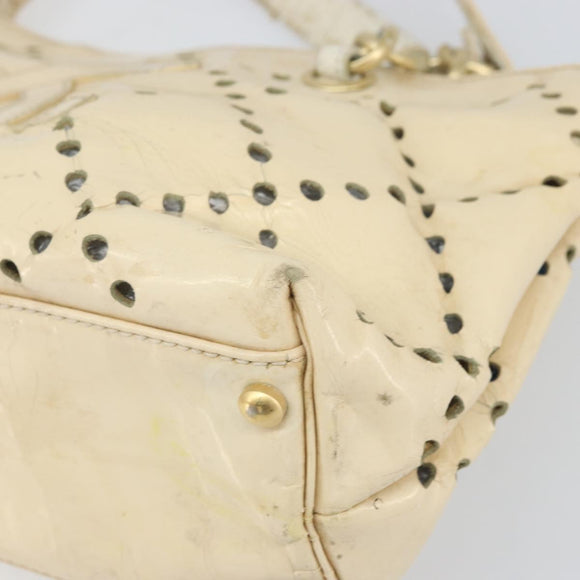 CHANEL Hand Bag Patent leather Ivory Gold CC Auth 168387