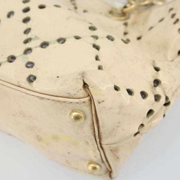 CHANEL Hand Bag Patent leather Ivory Gold CC Auth 168387