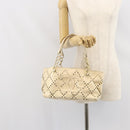CHANEL Hand Bag Patent leather Ivory Gold CC Auth 168387-20