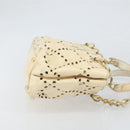 CHANEL Hand Bag Patent leather Ivory Gold CC Auth 168387-3
