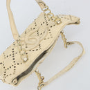 CHANEL Hand Bag Patent leather Ivory Gold CC Auth 168387-6