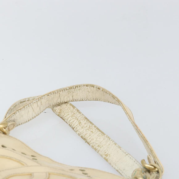 CHANEL Hand Bag Patent leather Ivory Gold CC Auth 168387