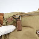 PRADA Shoulder Bag Nylon Beige Silver Auth 168388-18