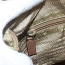 PRADA Shoulder Bag Nylon Beige Silver Auth 168388-21