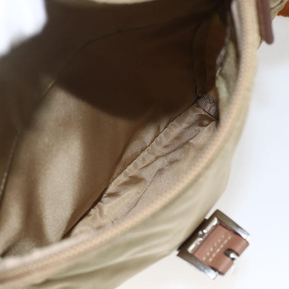 PRADA Shoulder Bag Nylon Beige Silver Auth 168388