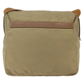 PRADA Shoulder Bag Nylon Beige Silver Auth 168388 - 0