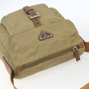 PRADA Shoulder Bag Nylon Beige Silver Auth 168388-6