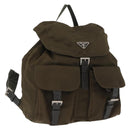 PRADA Backpack Nylon Khaki Silver Auth 168394-1